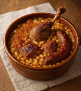 Cassoulet toulousain traditionnel aux trois viandes : un plat généreux du Sud-Ouest