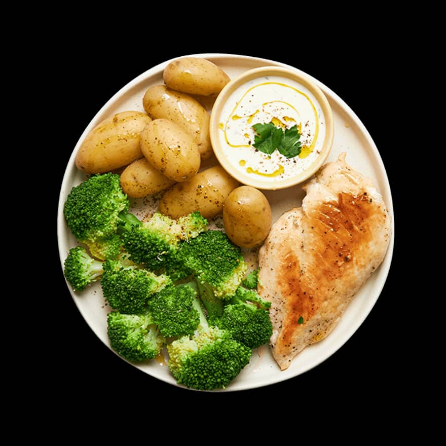 Blanc de poulet grillé et légumes vapeur