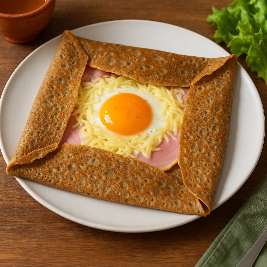 Galette de sarrasin complète au jambon, œuf et fromage : la recette bretonne facile