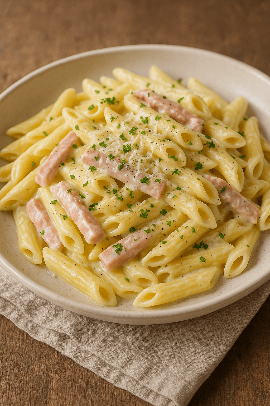 Pâtes express à la crème et au jambon : la recette rapide et crémeuse